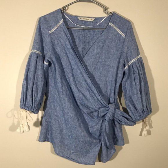 Zara M Chambray Wrap Top - Picture 5 of 8